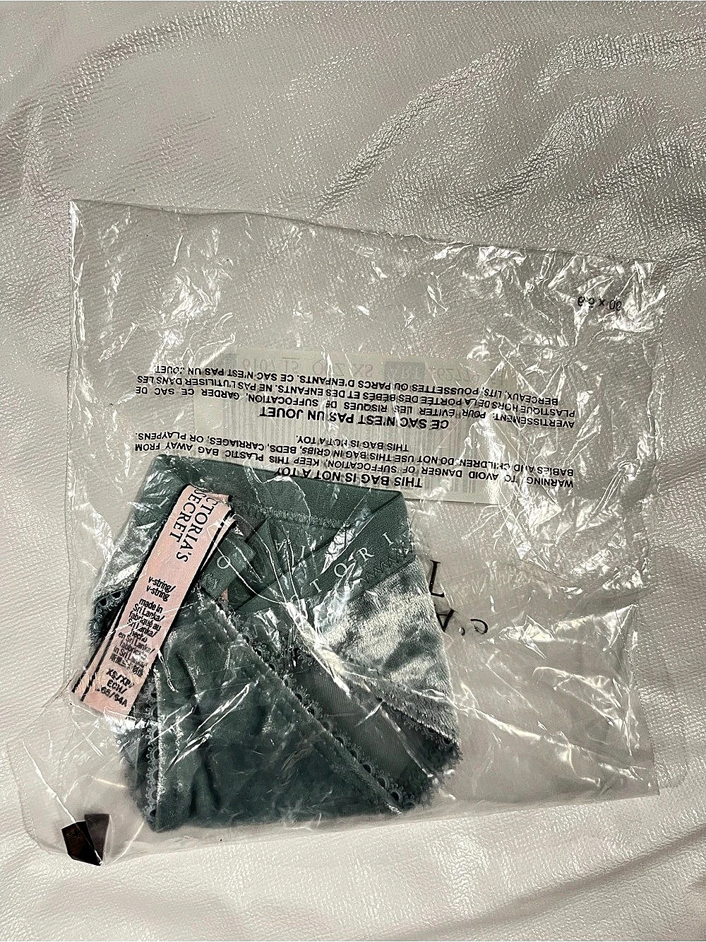 Victoria's Secret Velvet V-String Panty Green
